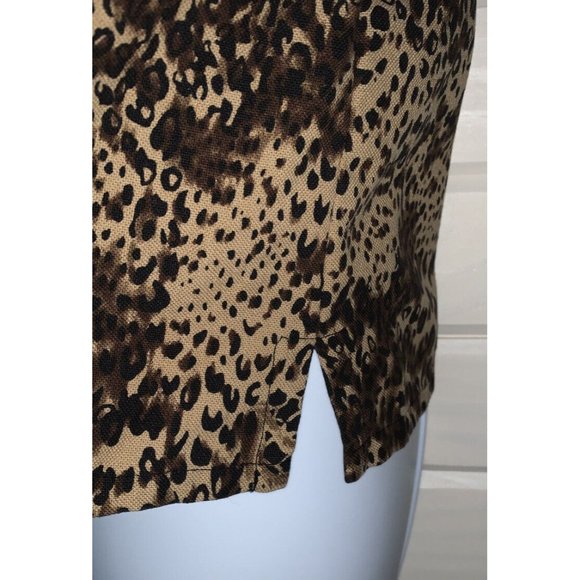 Nygard Collection Sz 14 Brown Leopard Silk Blend Button Front Blouse Collar EUC - Picture 5 of 8